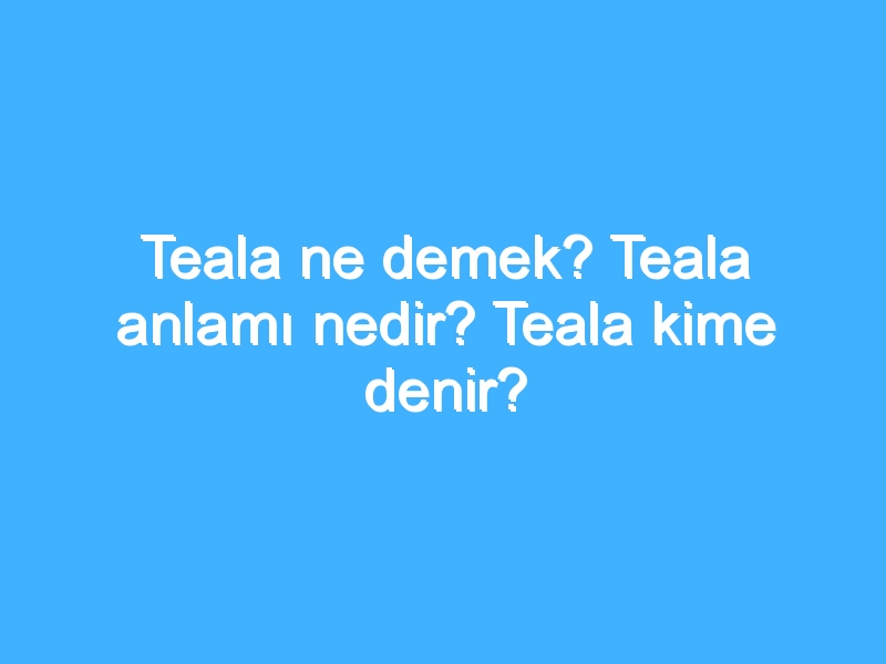Teala ne demek? Teala anlamı nedir? Teala kime denir? 1 Teala ne demek? Teala anlamı nedir? Teala kime denir?
