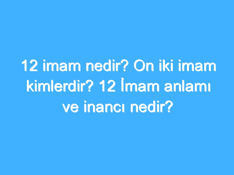 12 imam nedir? On iki imam kimlerdir? 12 İmam anlamı ve inancı nedir?