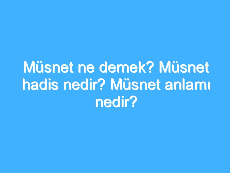 Müsnet ne demek? Müsnet hadis nedir? Müsnet anlamı nedir?