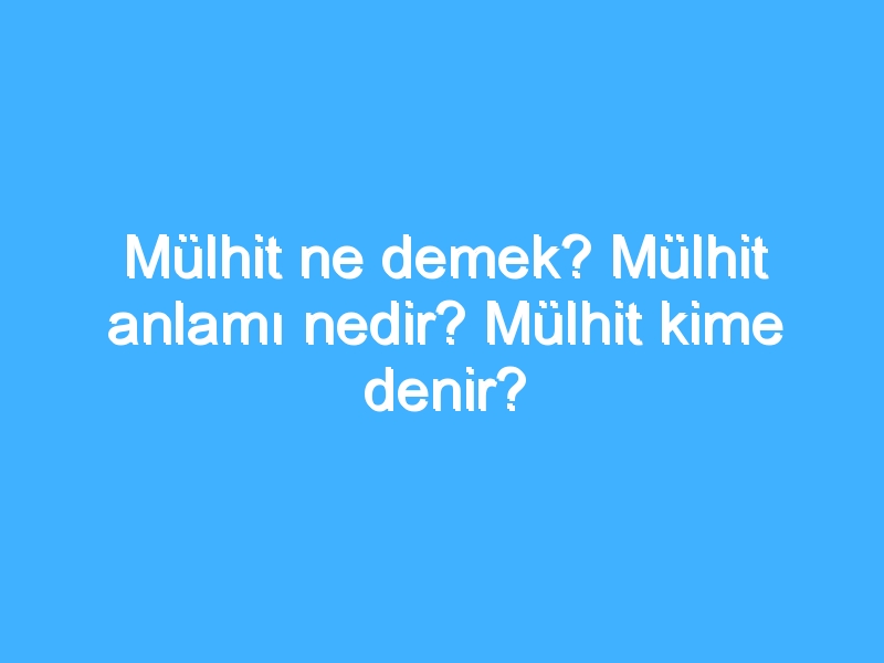 Mülhit ne demek? Mülhit anlamı nedir? Mülhit kime denir? 1 Mülhit ne demek? Mülhit anlamı nedir? Mülhit kime denir?