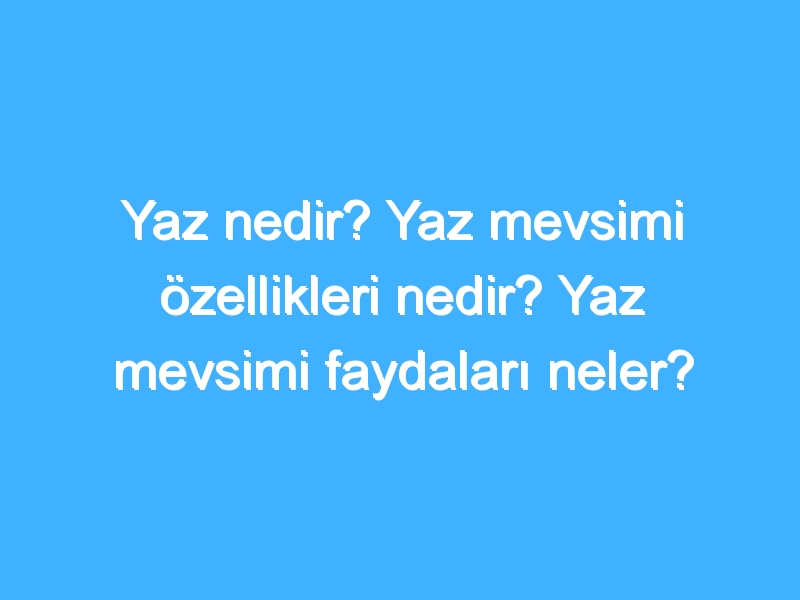 Yaz nedir? Yaz mevsimi özellikleri nedir? Yaz mevsimi faydaları neler?