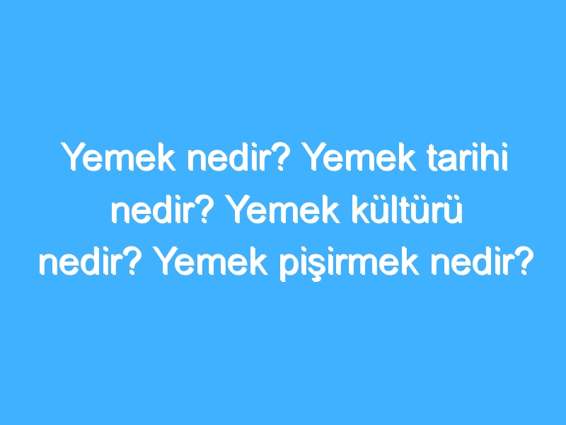 Yemek nedir? Yemek tarihi nedir? Yemek kültürü nedir? Yemek pişirmek nedir?