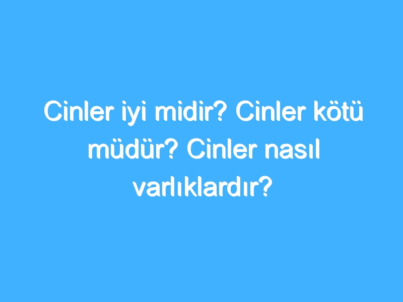 Cinler iyi midir? Cinler kötü müdür? Cinler nasıl varlıklardır?