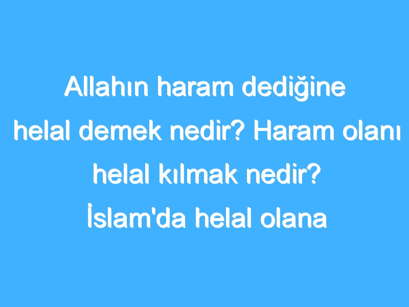 Allahın haram dediğine helal demek nedir? Haram olanı helal kılmak nedir? İslam'da helal olana haram demek nedir?